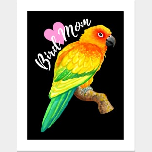 Sun Conure Bird Mom (White) Posters and Art